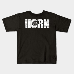 Distressed Look Horn Gift For Hornists Kids T-Shirt